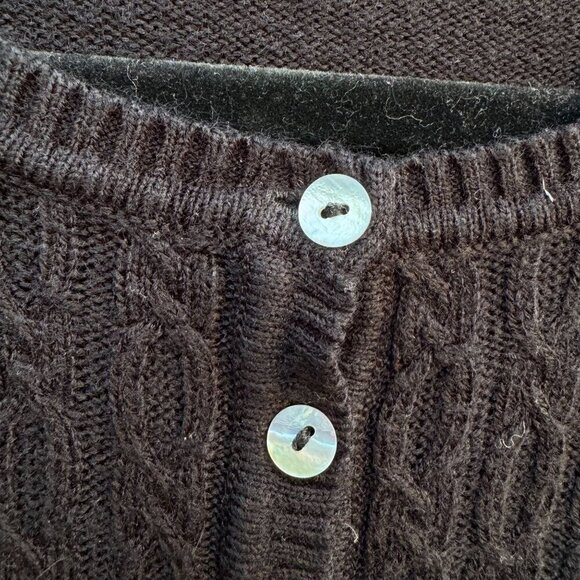 Express Vintage Y2K Womens Black Cable Knit Long Sleeve Button Henley Sweater S - Picture 3 of 9